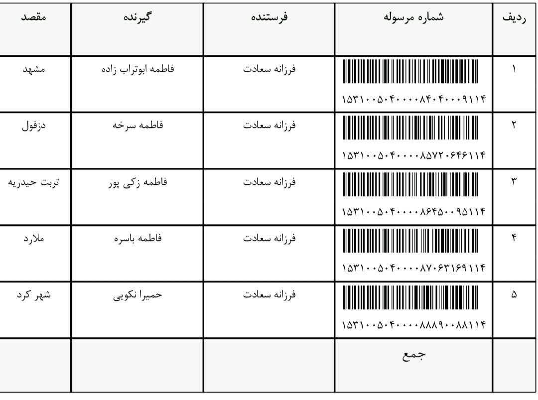 رهگیری مرسوله