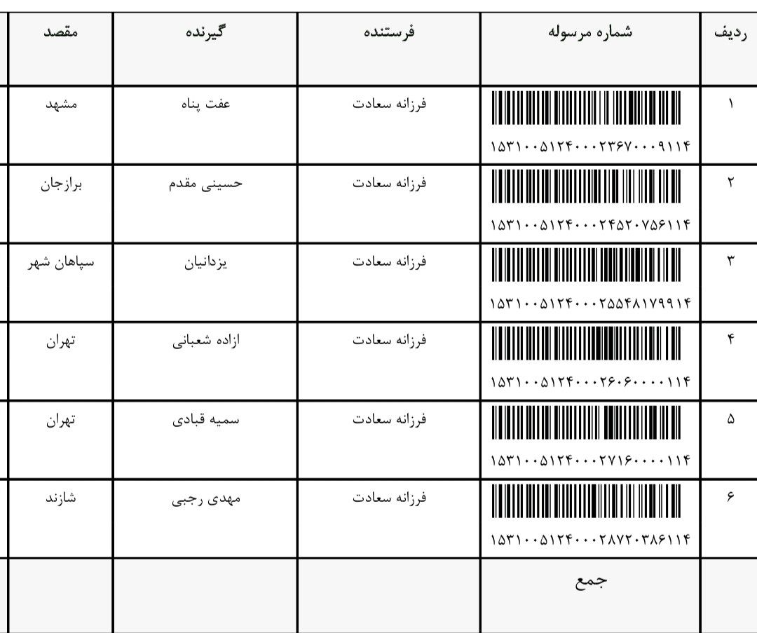 رهگیری مرسوله