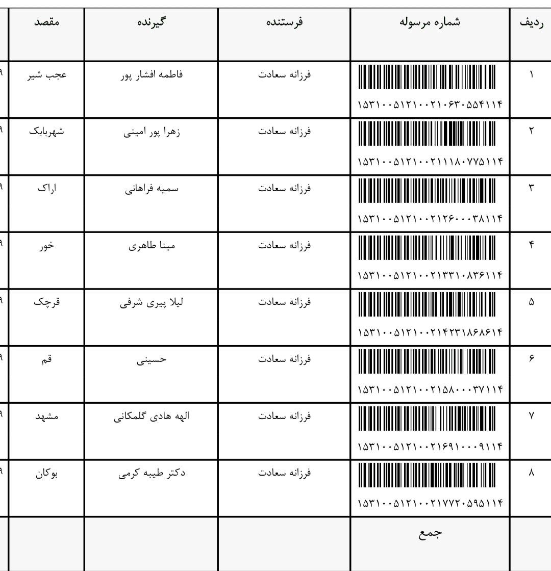 رهگیری مرسوله