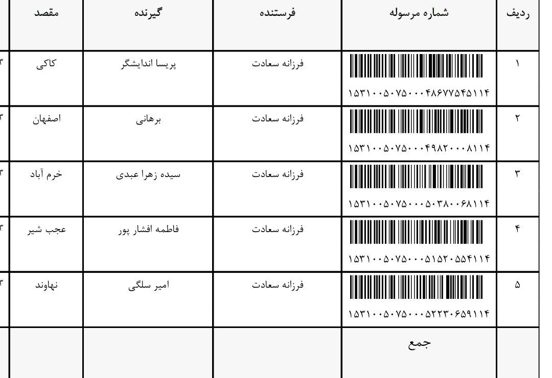 رهگیری مرسوله