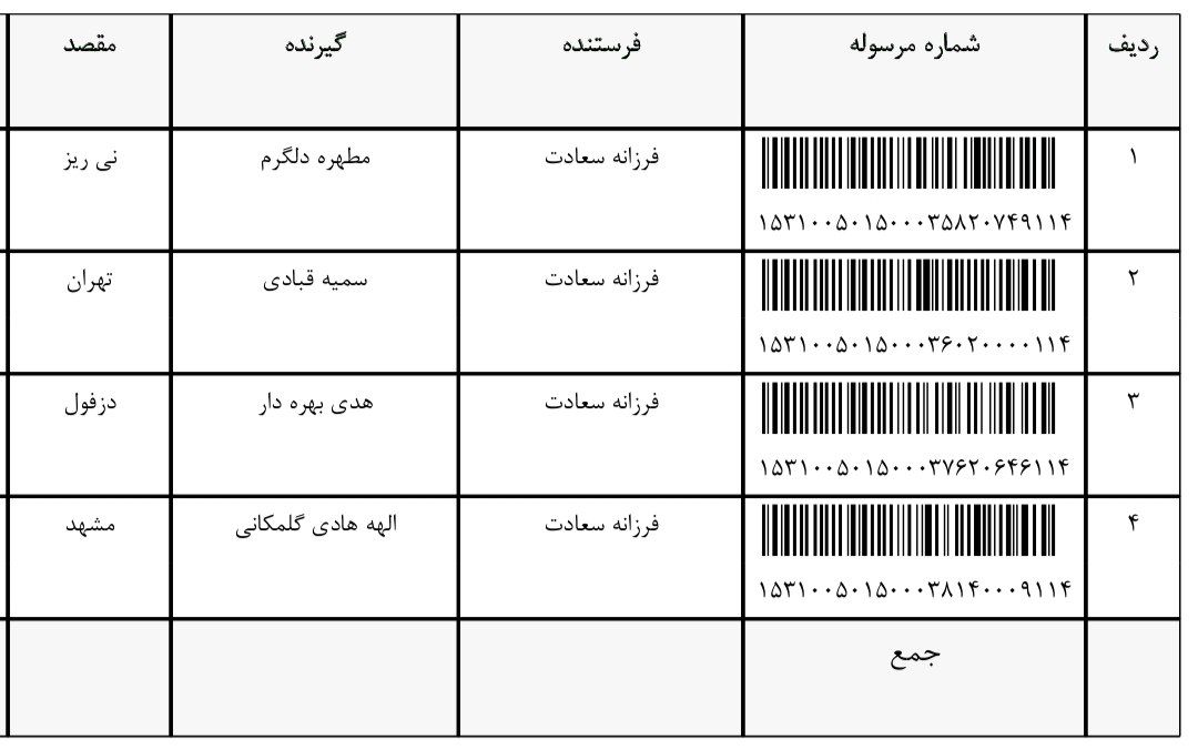 رهگیری مرسوله