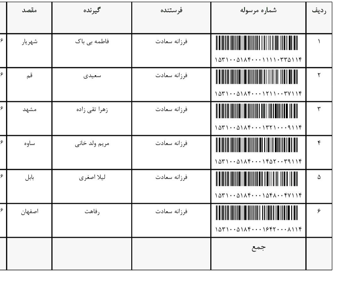 رهگیری مرسوله