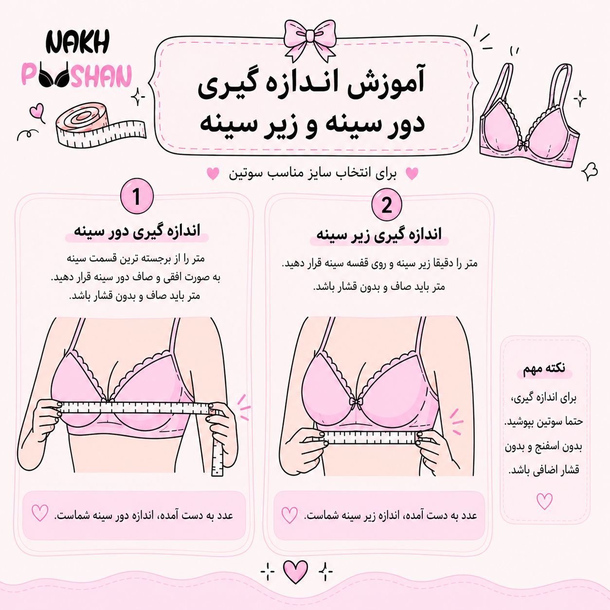 راهنمای اندازه گیری سینه