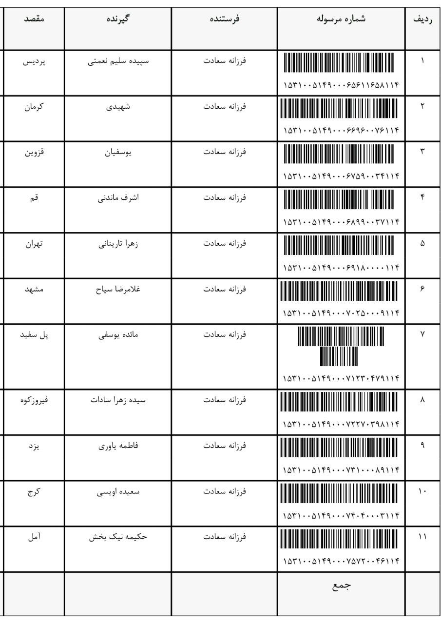 رهگیری مرسوله