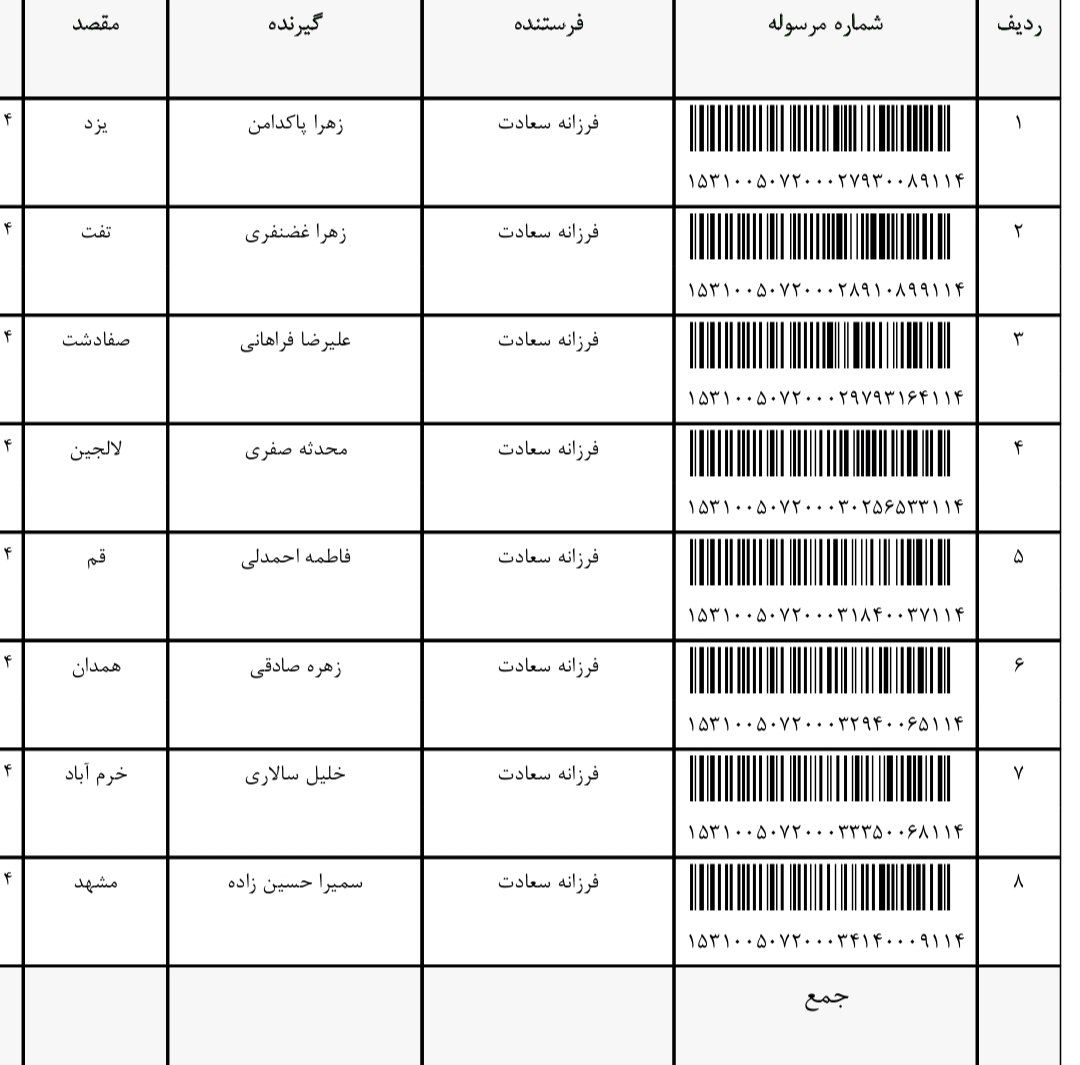 رهگیری مرسوله